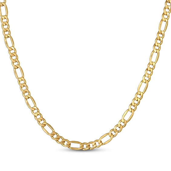 6.1mm Figaro Chain Necklace Hollow 10K Yellow Gold 22"