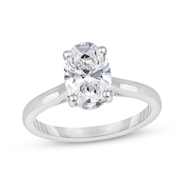Now + Forever Lab-Grown Diamonds Oval-Cut Solitaire Hidden Halo Engagement Ring 2-1/5 ct tw 14K White Gold (F/SI2)