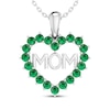 Thumbnail Image 1 of Lab-Created Emerald Heart "Mom" Necklace Sterling Silver 18"