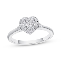 KAY Lab-Grown Diamonds Heart Halo Promise Ring 1/5 ct tw 10K White Gold