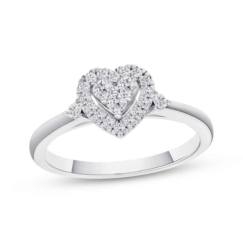 Main Image 1 of KAY Lab-Grown Diamonds Heart Halo Promise Ring 1/5 ct tw 10K White Gold