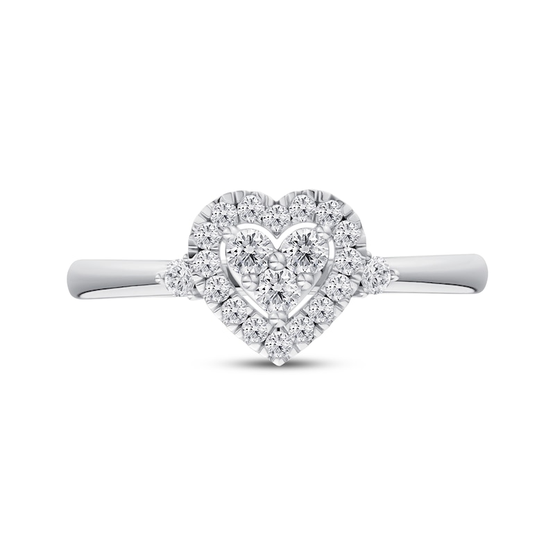 Main Image 4 of KAY Lab-Grown Diamonds Heart Halo Promise Ring 1/5 ct tw 10K White Gold