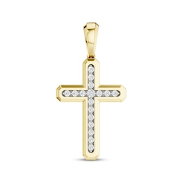 KAY Lab-Grown Diamonds Men's Cross Necklace Charm 1/2 ct tw 10K Yellow Gold