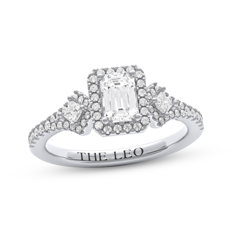 Main Image 1 of THE LEO Diamond Three-Stone Emerald-Cut Engagement Ring 7/8 ct w 14K White Gold