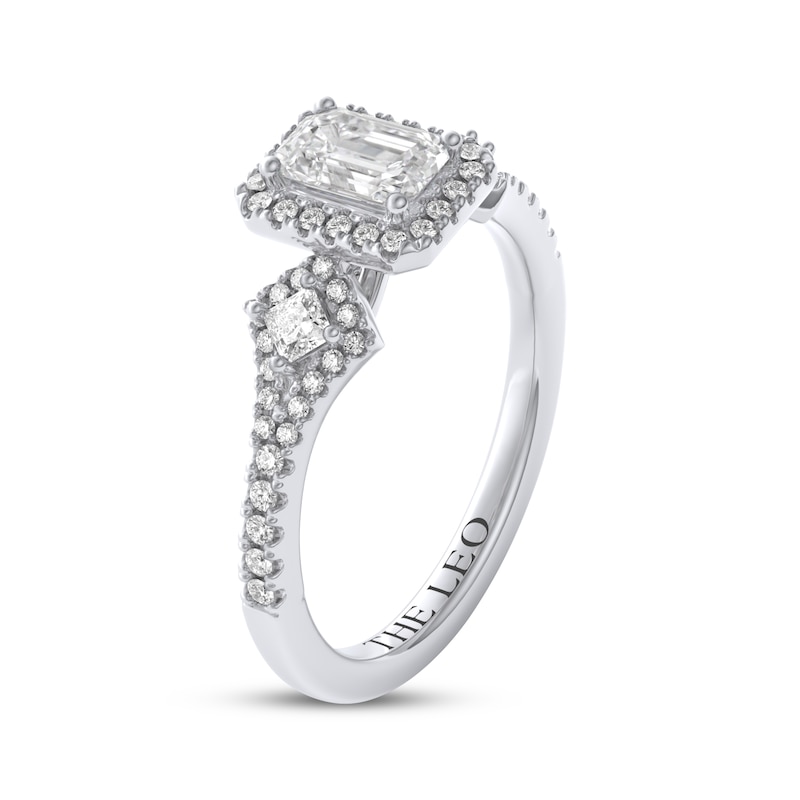 Main Image 2 of THE LEO Diamond Three-Stone Emerald-Cut Engagement Ring 7/8 ct w 14K White Gold