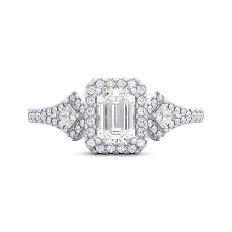 Main Image 3 of THE LEO Diamond Three-Stone Emerald-Cut Engagement Ring 7/8 ct w 14K White Gold