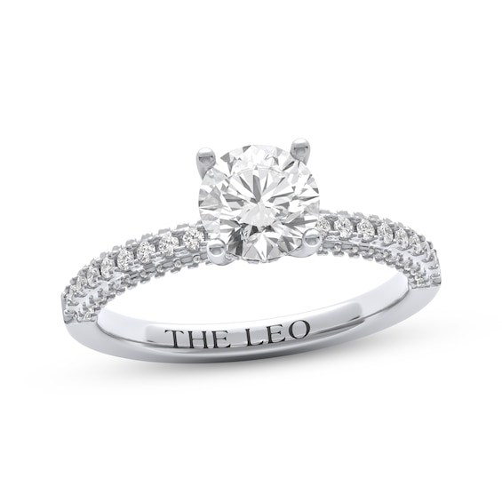 THE LEO Diamond Round-Cut Hidden Halo Engagement Ring 1-3/8 ct tw 14K White Gold
