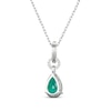 Thumbnail Image 3 of Pear-Shaped Lab-Created Emerald & White Lab-Created Sapphire Drop Necklace Sterling Silver 18"