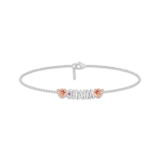 Disney Treasures Lilo & Stitch Amethyst "Ohana" Bracelet Sterling Silver & 18K Rose Gold Plating 8.5"