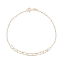 Italian Brilliance Diamond-Cut Paperclip Link Bracelet 14K Yellow Gold 7.5"