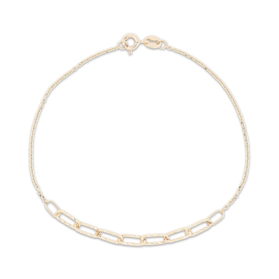 Italian Brilliance Diamond-Cut Paperclip Link Bracelet 14K Yellow Gold 7.5"