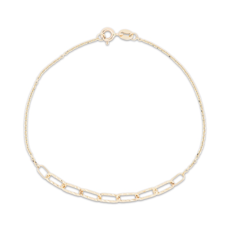 Main Image 1 of Italian Brilliance Diamond-Cut Paperclip Link Bracelet 14K Yellow Gold 7.5"