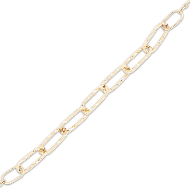 Main Image 2 of Italian Brilliance Diamond-Cut Paperclip Link Bracelet 14K Yellow Gold 7.5"