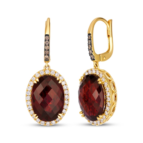 Le Vian Oval-Cut Garnet Drop Earrings 5/8 ct tw Diamonds 14K Honey Gold