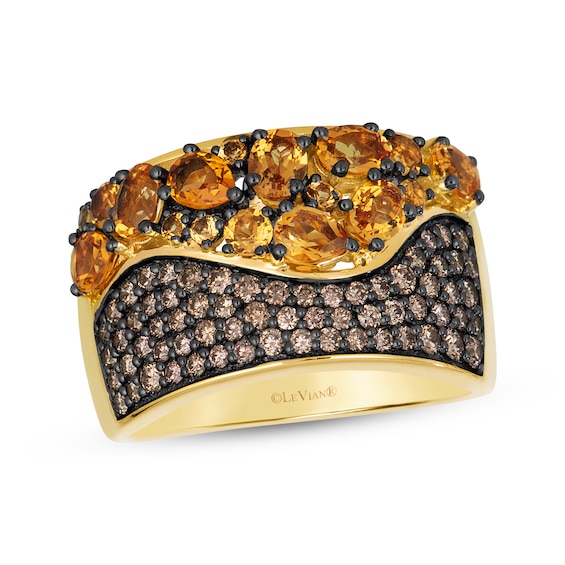 Le Vian Chocolatier Multi-Shape Citrine Wide Band 5/8 ct tw Diamonds 14K Honey Gold