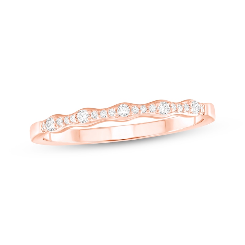 Main Image 1 of Diamond Scalloped Anniversary Ring 1/15 ct tw 10K Rose Gold