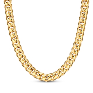 JAXXON Men's Collection 7mm Cuban Curb Chain Necklace Yellow Ion-Plated Solid Stainless Steel 22"
