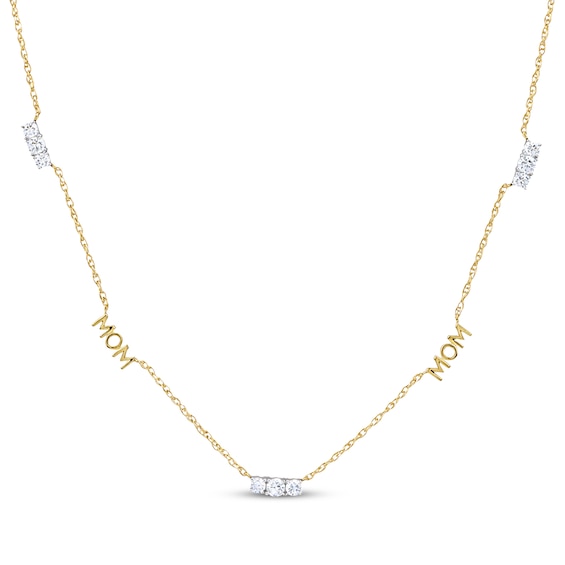 KAY Lab-Grown Diamonds Mom Station Necklace 1/2 ct tw 18K Yellow Gold-Plated Sterling Silver 18"