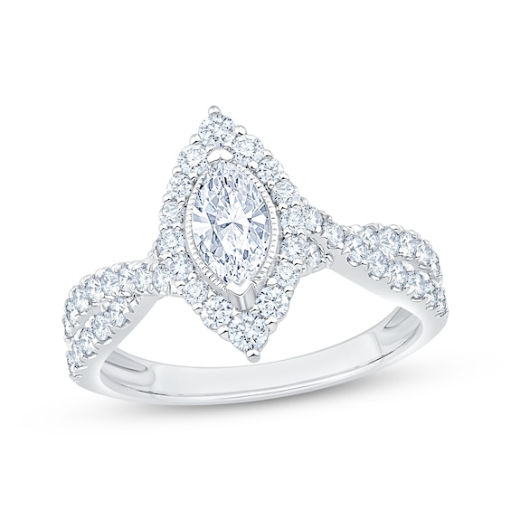 Now + Forever Lab-Grown Diamonds Certified Marquise-Cut Engagement Ring 1 ct tw 14K White Gold