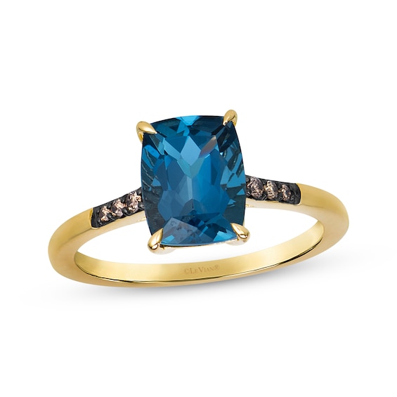 Le Vian Cushion-Cut London Blue Topaz Ring Diamond Accent 14K Honey Gold