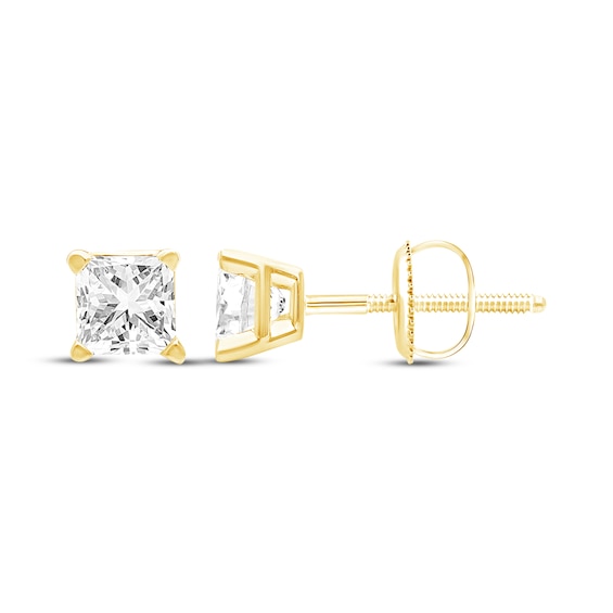 KAY Lab-Grown Diamonds Certified Princess-Cut Solitaire Stud Earrings /4 ct tw 14K Yellow Gold (F/VS2