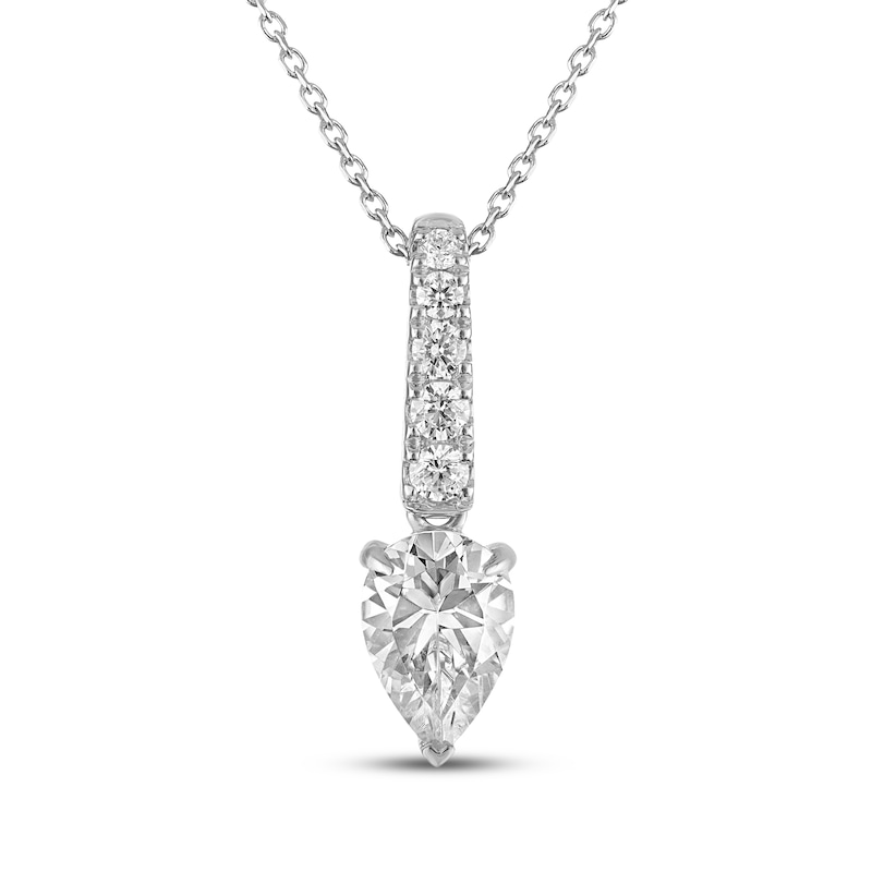 Main Image 1 of Neil Lane Artistry Pear-Shaped & Round-Cut Certified Lab-Grown Diamond Necklace 1-1/2 ct tw 14K White Gold 18"