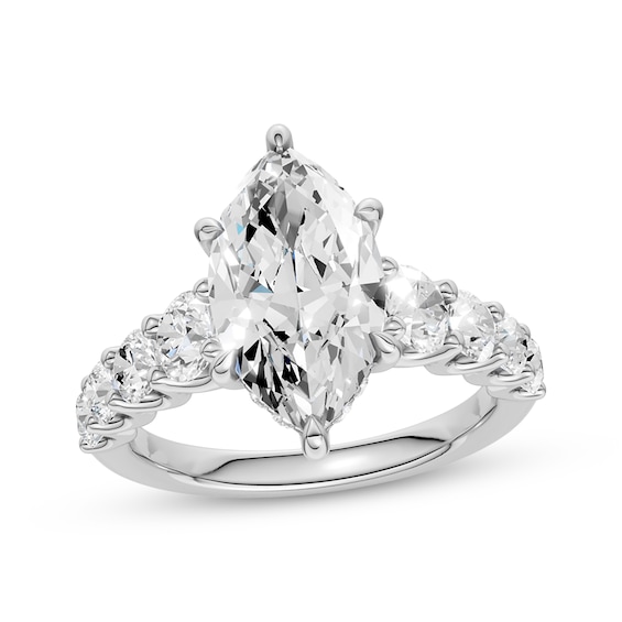 Now + Forever Lab-Grown Diamonds Certified Marquise-Cut Hidden Halo Engagement Ring 4-1/3 ct tw 14K White Gold