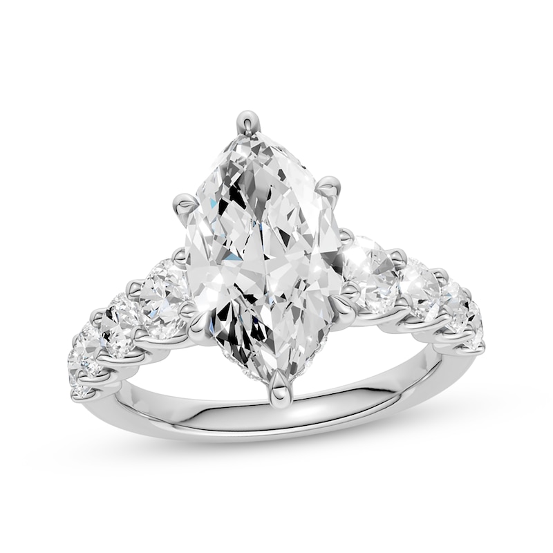 Main Image 1 of Now + Forever Lab-Grown Diamonds Certified Marquise-Cut Hidden Halo Engagement Ring 4-1/3 ct tw 14K White Gold