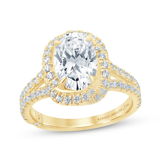 Monique Lhuillier Bliss Certified Oval-Cut Lab-Grown Diamond Engagement Ring 2-1/2 ct tw 18K Yellow Gold