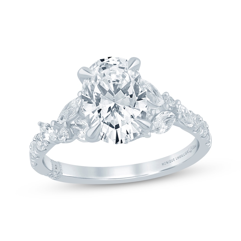 Main Image 1 of Monique Lhuillier Bliss Certified Oval-Cut Lab-Grown Diamond Engagement Ring 2-7/8 ct tw 18K White Gold