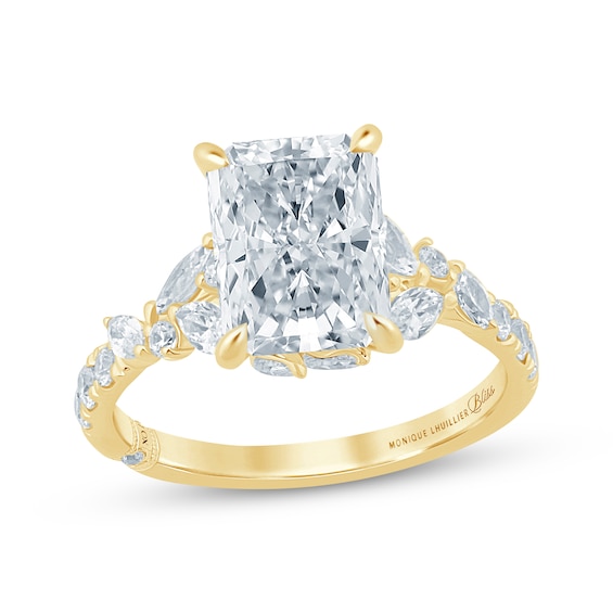Monique Lhuillier Bliss Certified Radiant-Cut Lab-Grown Diamond Engagement Ring 3-7/8 ct tw 18K Yellow Gold
