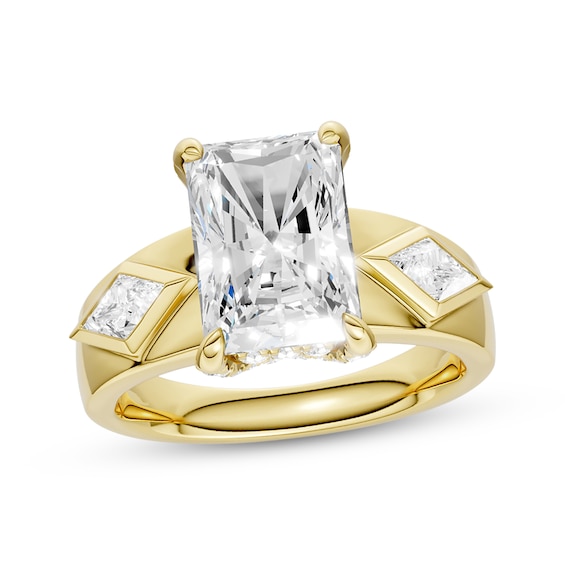 Now + Forever Lab-Grown Diamonds Radiant-Cut Hidden Halo Engagement Ring 3-5/8 ct tw 14K Yellow Gold