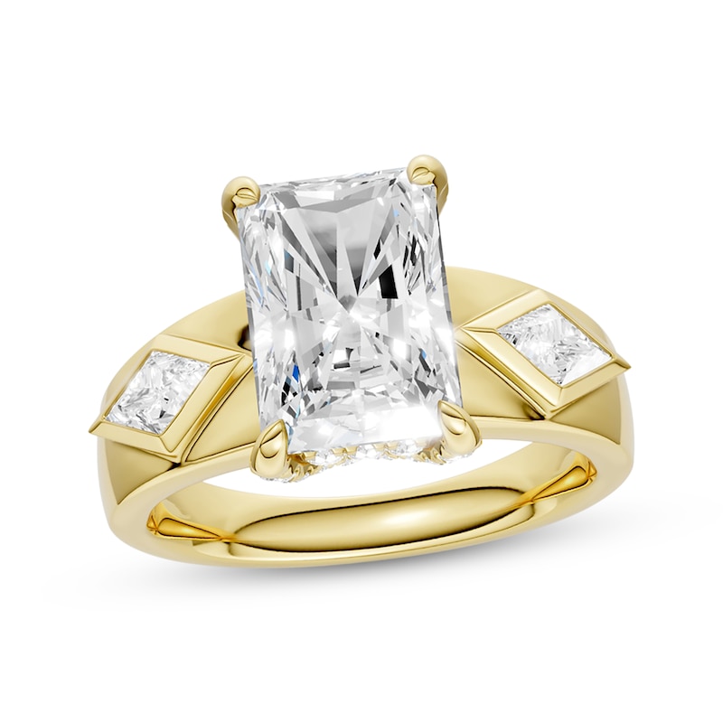 Main Image 1 of Now + Forever Lab-Grown Diamonds Radiant-Cut Hidden Halo Engagement Ring 3-5/8 ct tw 14K Yellow Gold