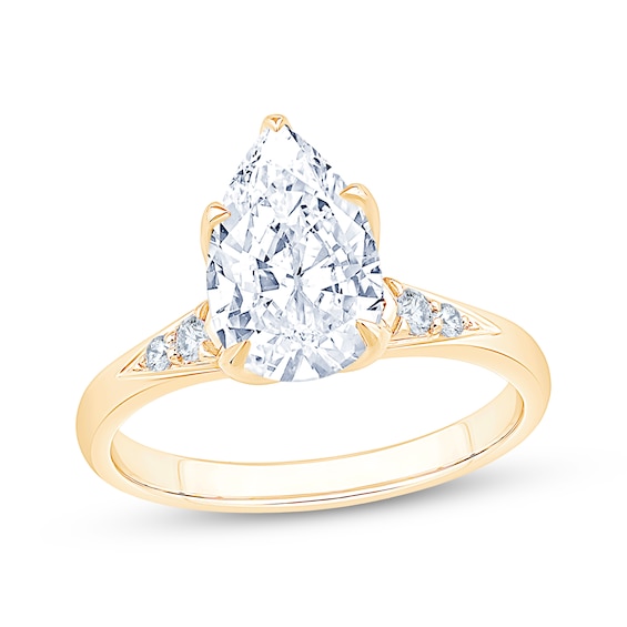 Now + Forever Lab-Grown Diamonds Certified Pear-Shaped Engagement Ring 2 ct tw 14K Yellow Gold