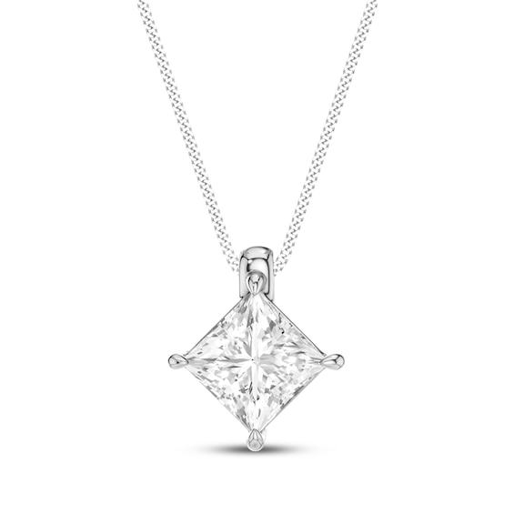 KAY Lab-Grown Diamonds Certified Princess-Cut Solitaire Necklace 1 ct tw 14K White Gold 18" (F/VS2)