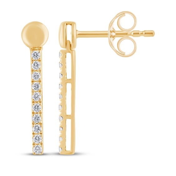 Diamond Bar Drop Earrings 1/6 ct tw 10K Yellow Gold