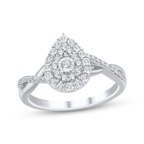 Round-Cut Diamond Double Halo Engagement Ring 1/4 ct tw 10K White Gold
