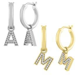 1/15 ct tw Diamond Initial Drop Earrings (2 Initials)