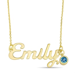 Birthstone Nameplate Necklace (1 Stone and Name)