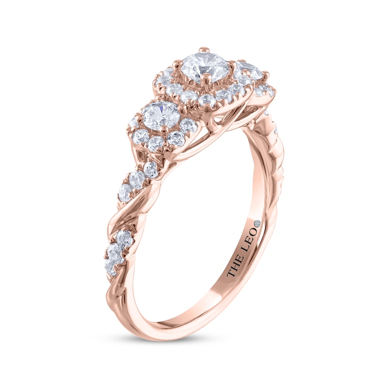 Main Image 2 of THE LEO Diamond Round-Cut Three-Stone Engagement Ring 3/4 ct tw 14K Rose Gold