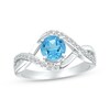 Thumbnail Image 3 of Swiss Blue Topaz & White Lab-Created Sapphire Round Gift Set Sterling Silver - Size 7