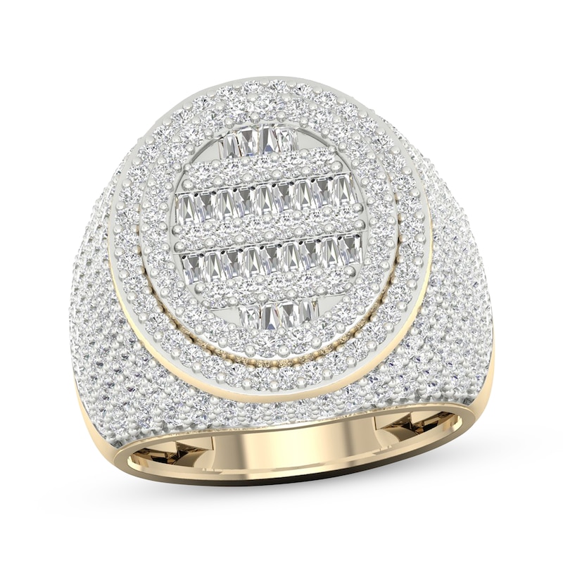 Men's Baguette & Round-Cut Diamond Ring 3 ct tw 10K Yellow Gold