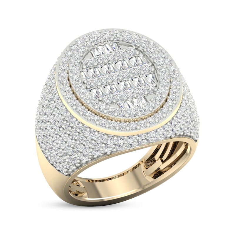 Men's Baguette & Round-Cut Diamond Ring 3 ct tw 10K Yellow Gold