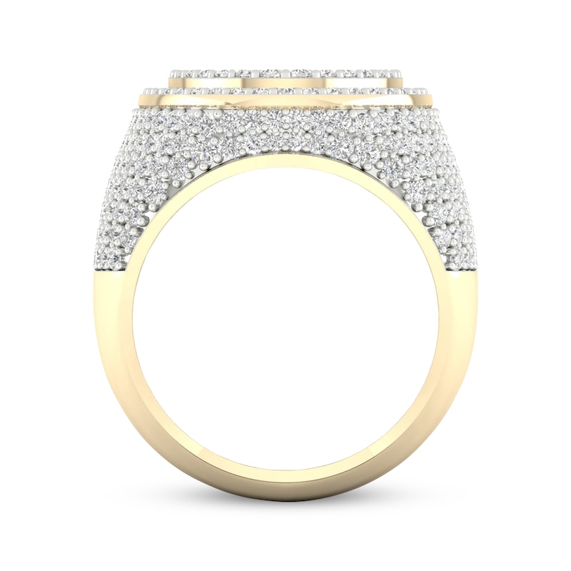 Men's Baguette & Round-Cut Diamond Ring 3 ct tw 10K Yellow Gold