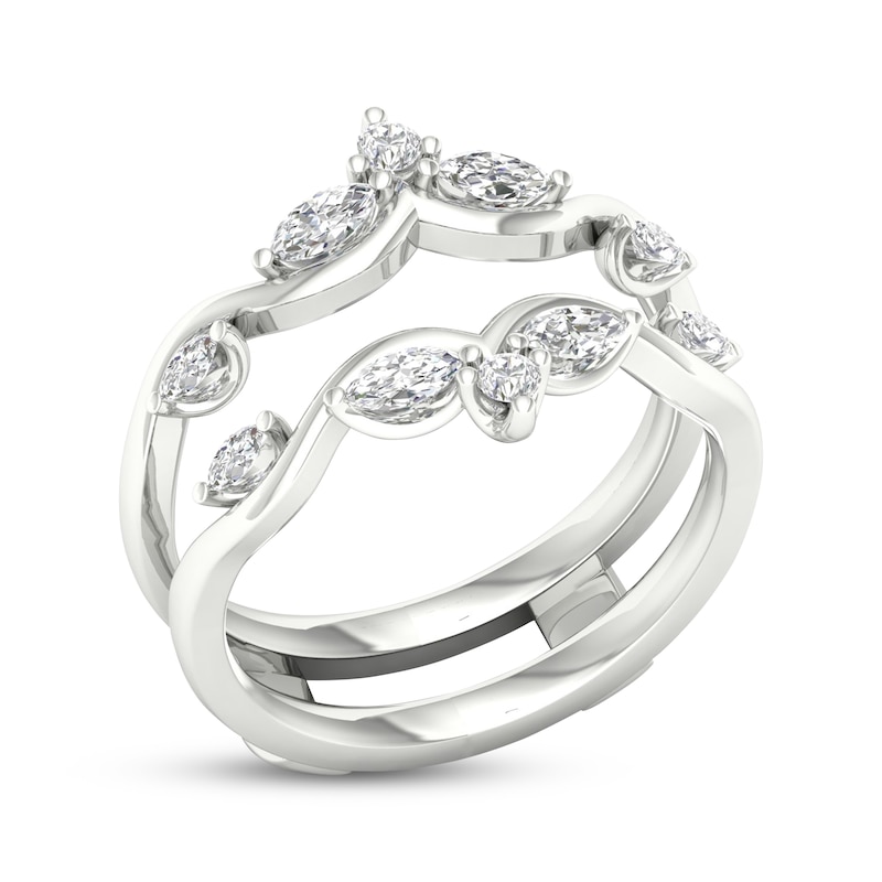 Marquise & Round-Cut Diamond Enhancer Ring 1/2 ct tw 14K White Gold