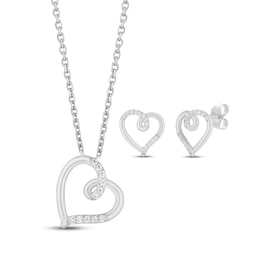 Hallmark Diamonds Swirling Hearts Gift Set 1/8 ct tw Sterling Silver 18&quot;