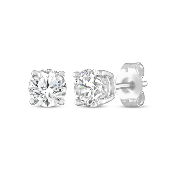 Solitaire Diamond Earrings 3/4 ct tw Round-cut 14K White Gold (I/I2)