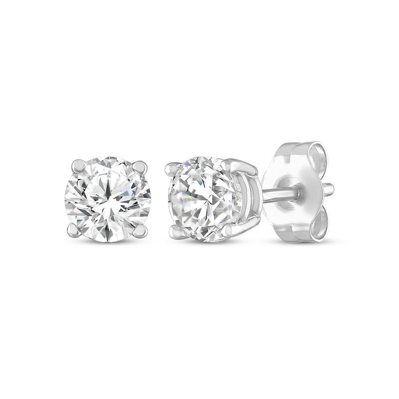 Solitaire Diamond Earrings 3/4 ct tw Round-cut 14K White Gold