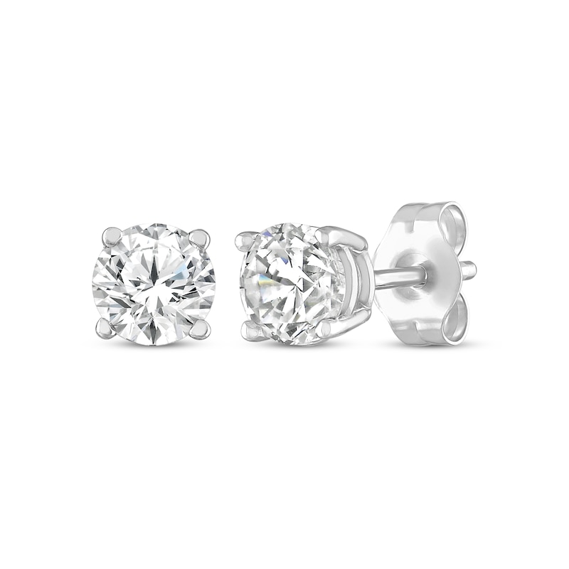 Solitaire Diamond Earrings 3/4 ct tw Round-cut 14K White Gold (I/I2)