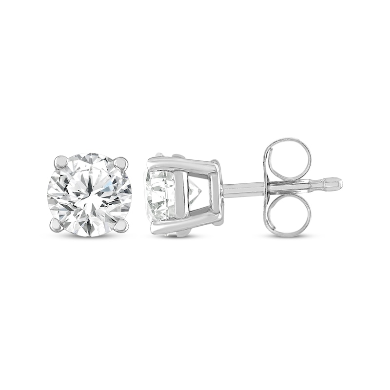 Solitaire Diamond Earrings 3/4 ct tw Round-cut 14K White Gold (I/I2)